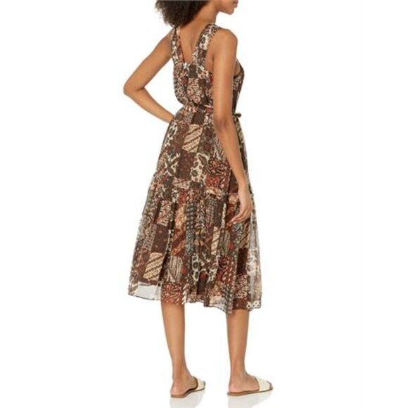 Joie Brown Floral Halter Midi Dress Women’s Size Large NWT Cocktail Party Dress - Picture 3 of 14